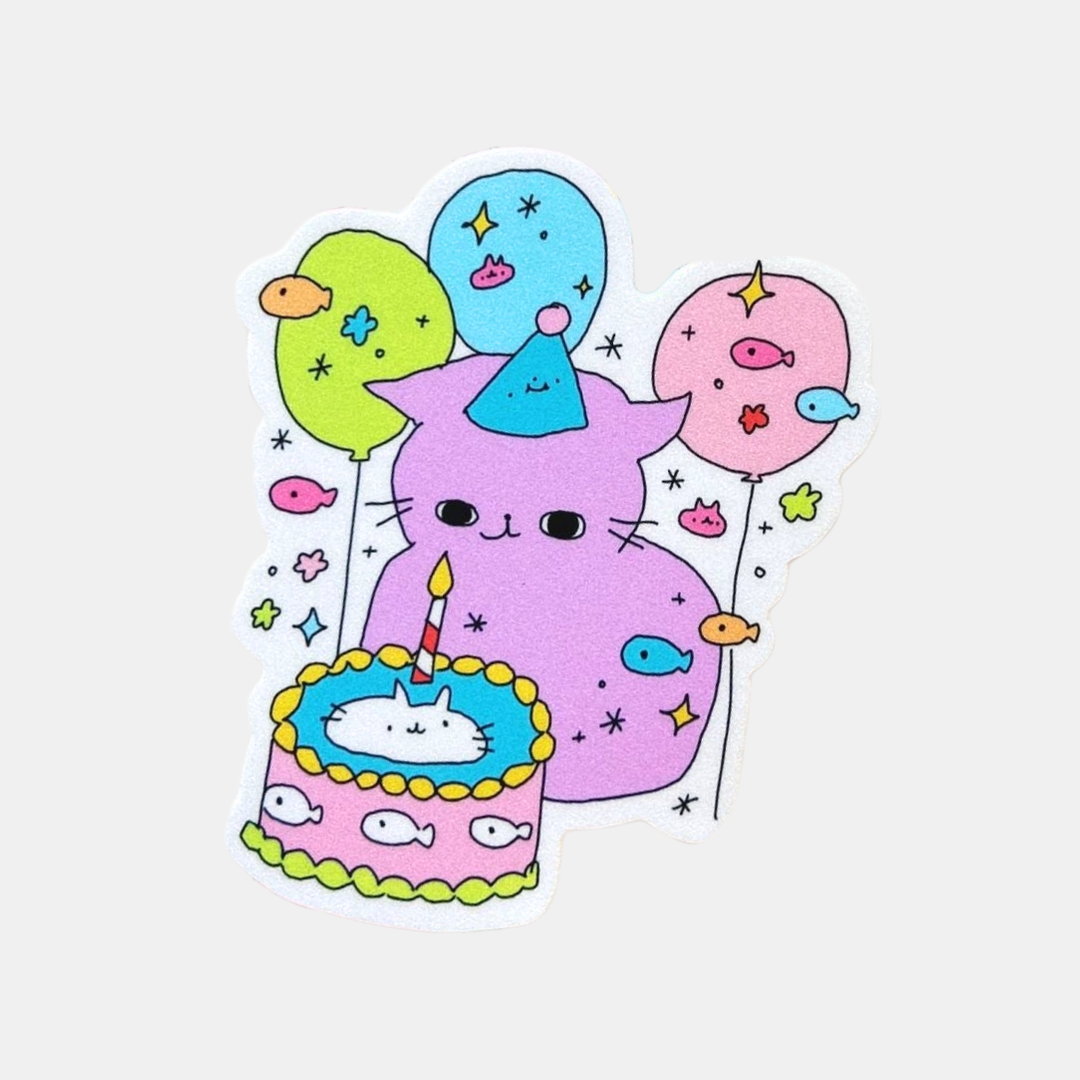 Birthday Cat Sticker
