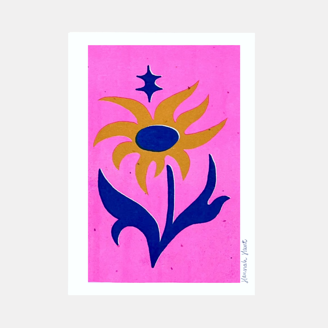 Pink Background Cosmic Flower Mini Print