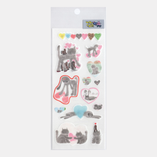 uou__cute Cats and Hearts Sticker Sheet