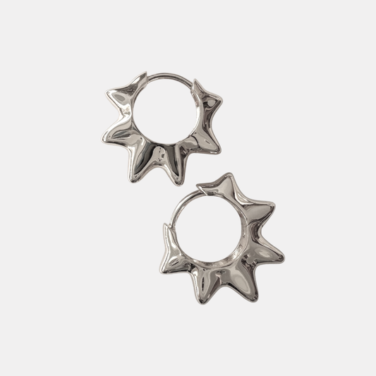 Silver Radiant Spike Hoops