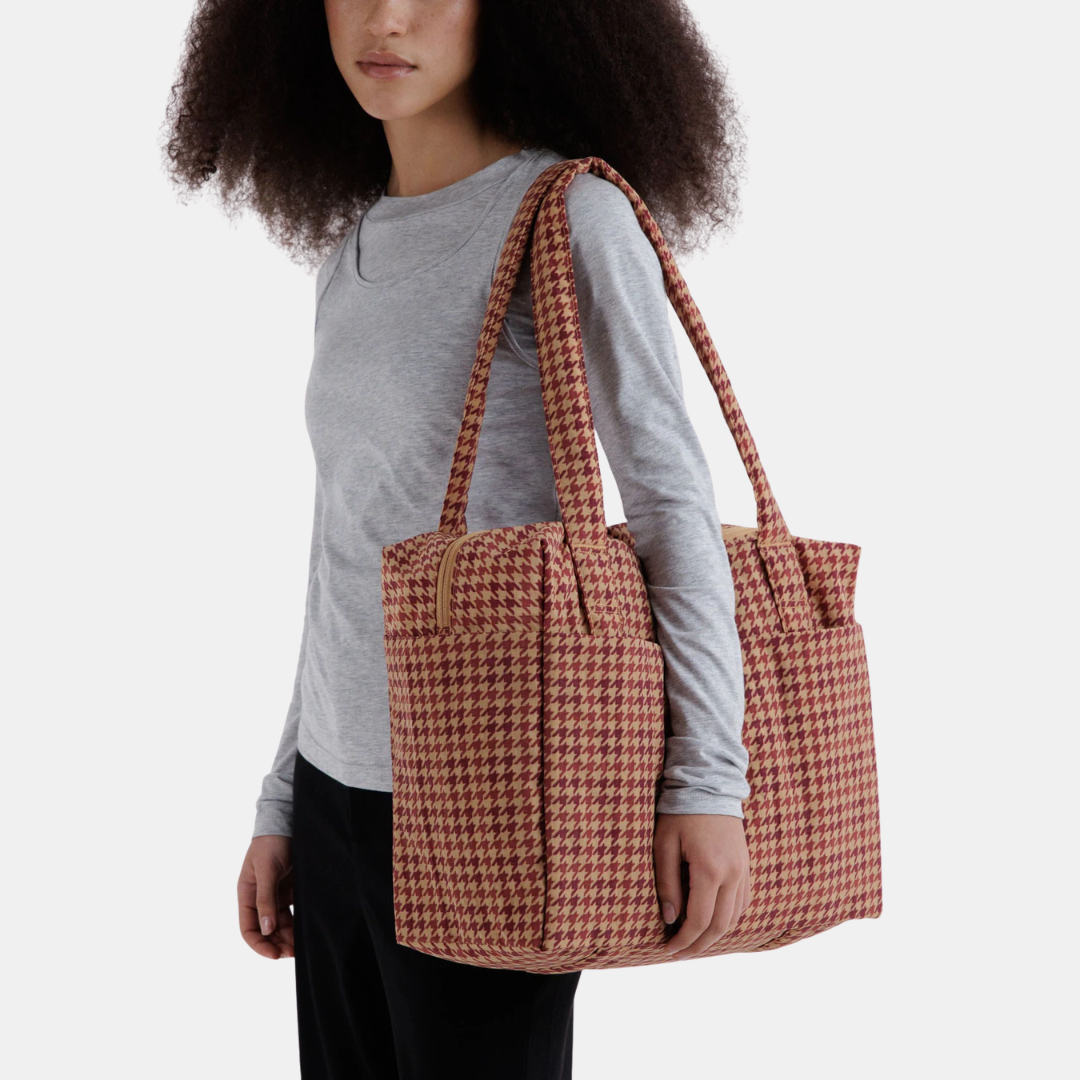 Tan Houndstooth Small Cloud Carry-On