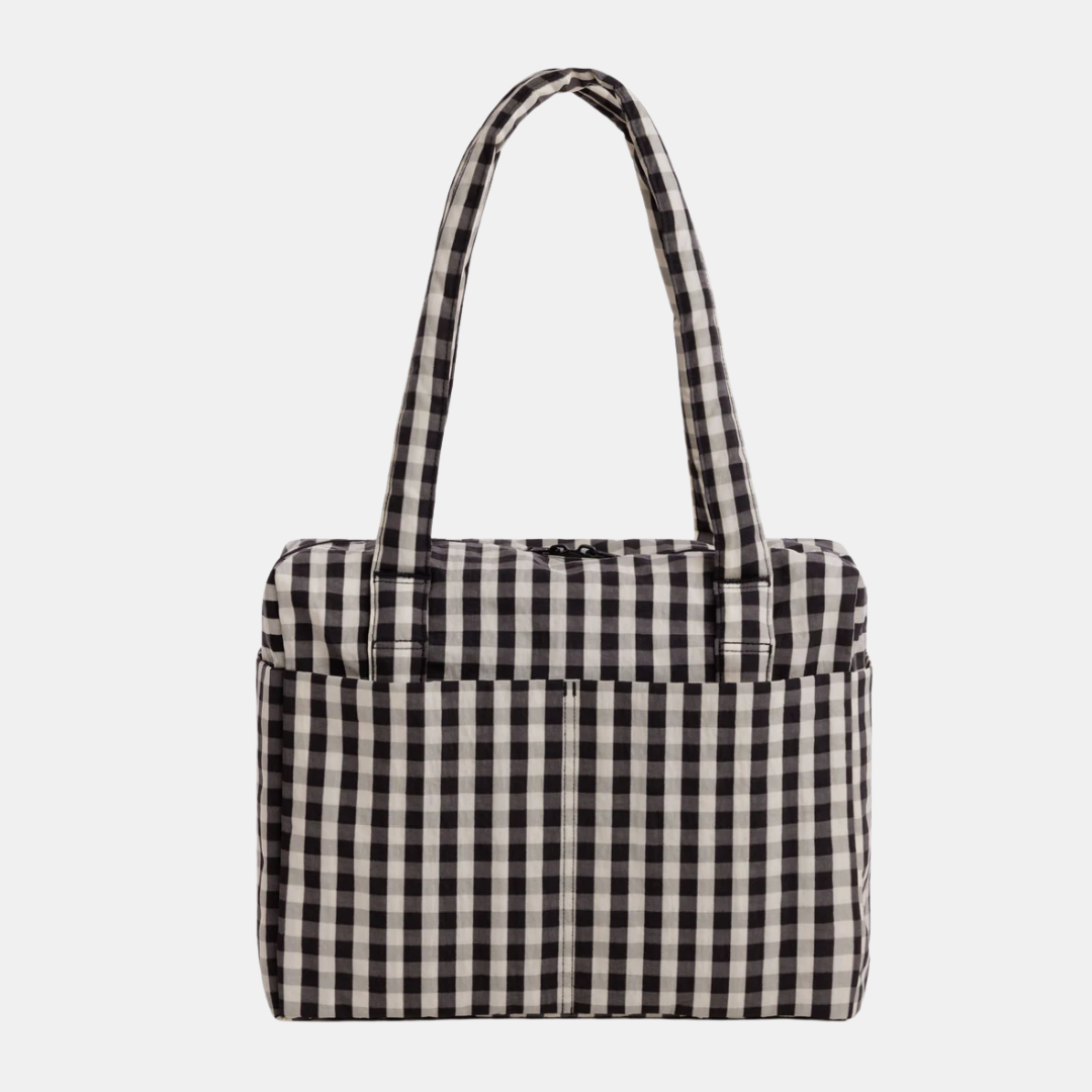 Black and Cream Gingham Small Cloud Carry-On