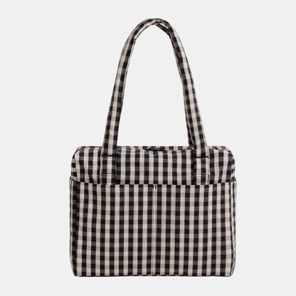 Black and Cream Gingham Small Cloud Carry-On