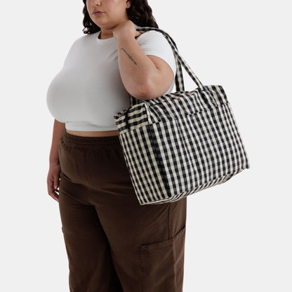 Black and Cream Gingham Small Cloud Carry-On