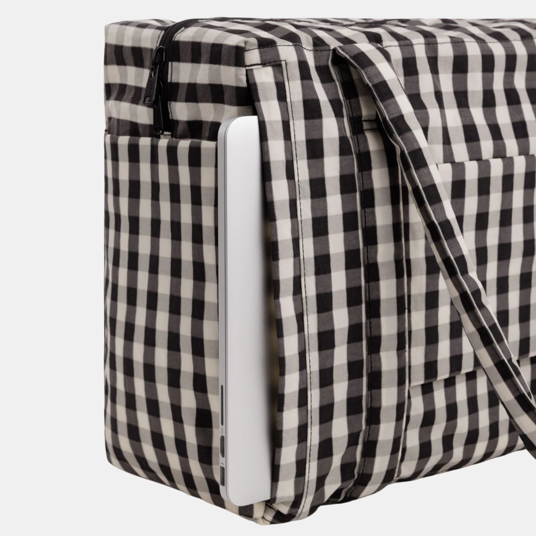 Black and Cream Gingham Small Cloud Carry-On