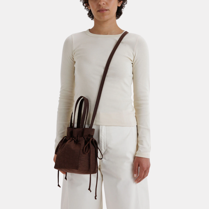 Coffee Nylon Drawstring Bag
