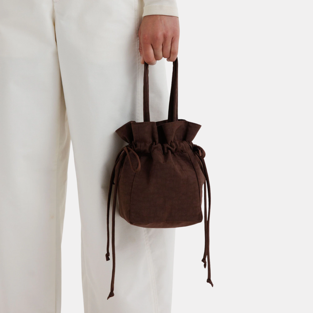 Coffee Nylon Drawstring Bag