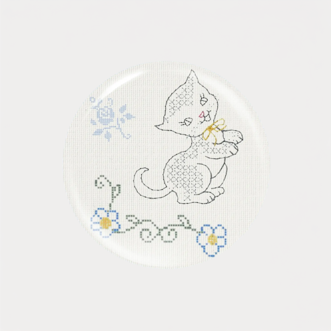 Cross Stitch Kitten Magnet