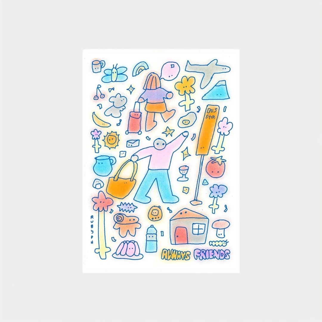 Bus Station Risograph Print