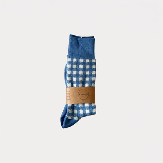Dusty Blue Gingham Socks