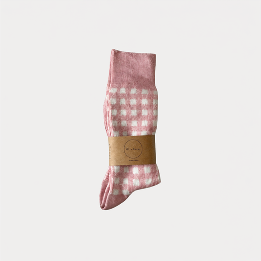 Blush Pink Gingham Socks