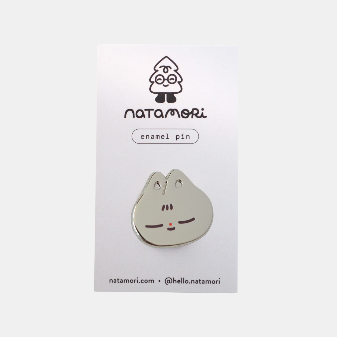 Silver Cat Enamel Pin