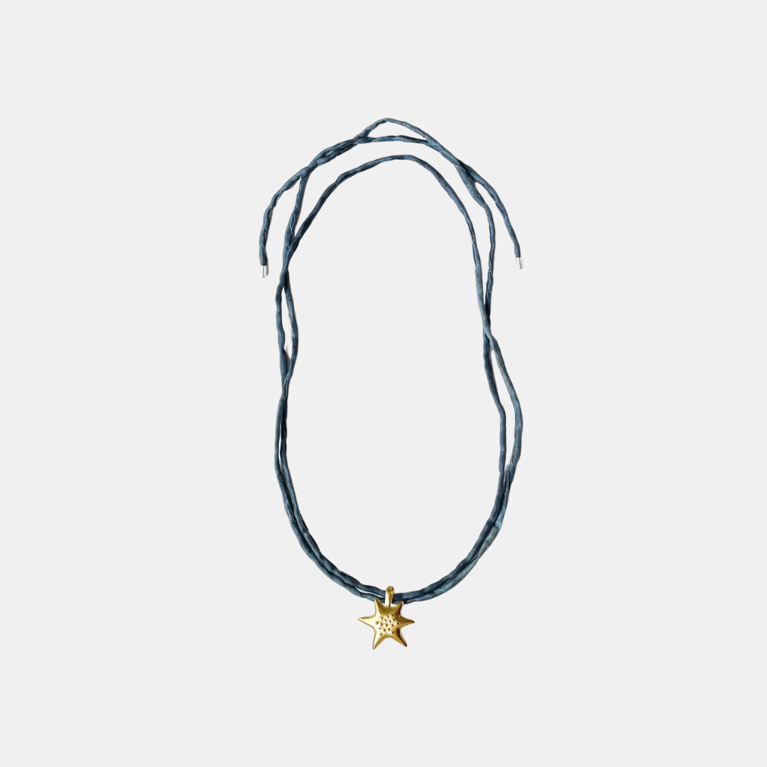 Gold Sea Star Silk Necklace