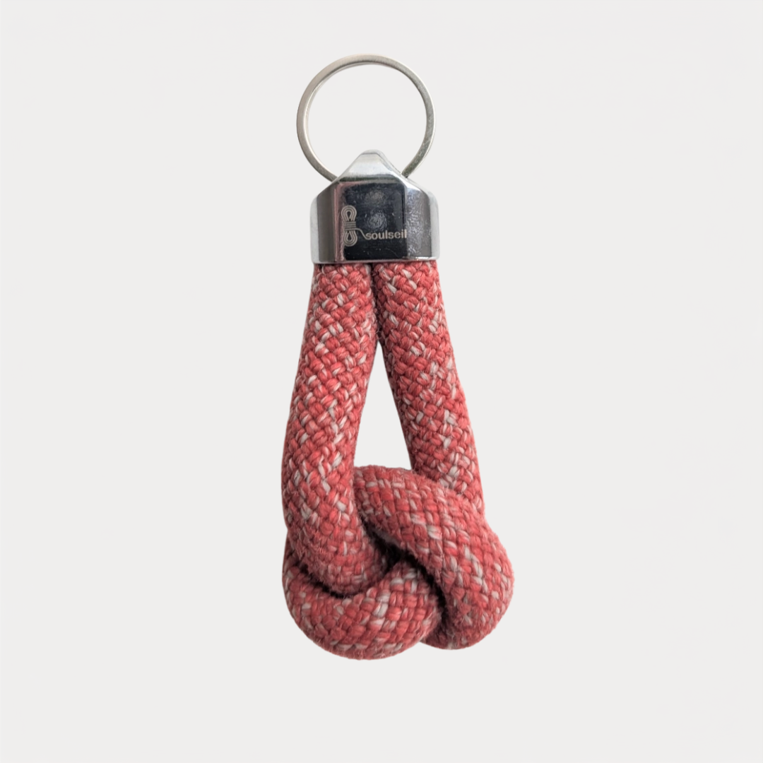 Red and Grey Braided Knot Keychain