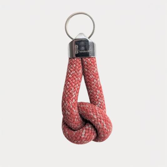 Red and Grey Braided Knot Keychain