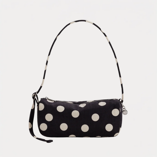 Black and Cream Polka Dot Nylon Loaf Bag