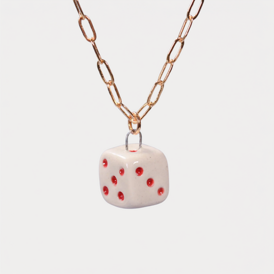 Red Dice Charm Necklace