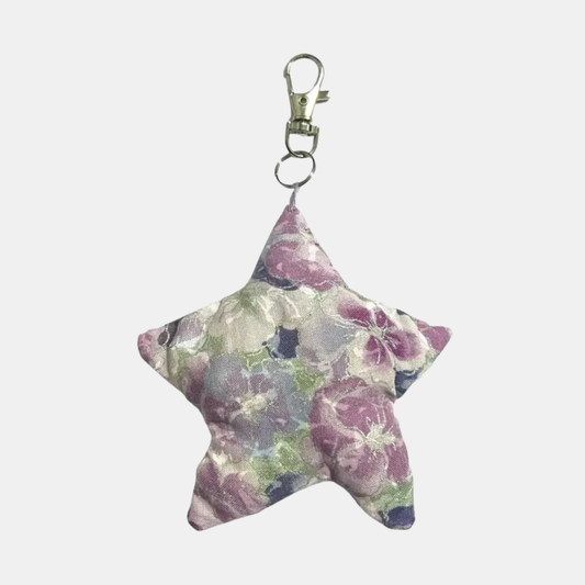 Purple Silver Flowers Bag Charm