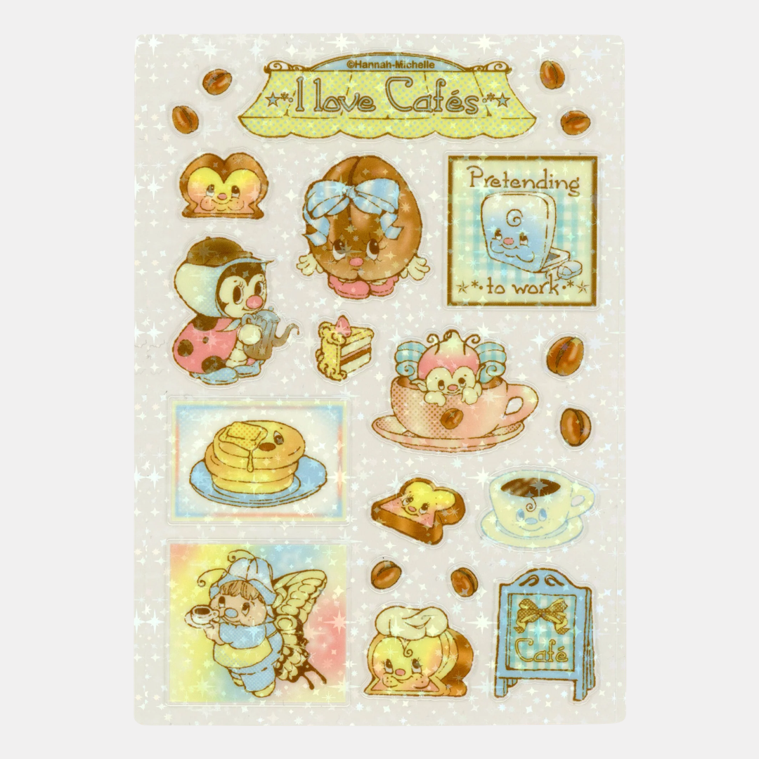 I Love Cafes Transparent Sticker Sheet