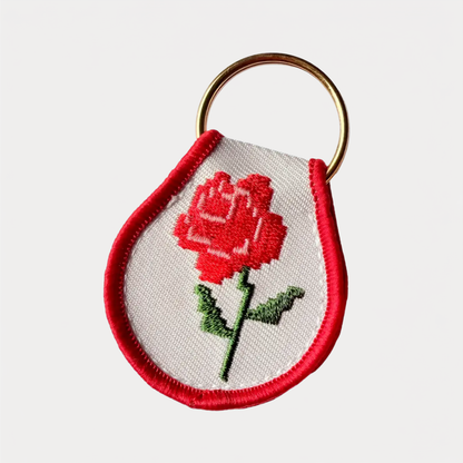 Pixel Rose Patch Keychain