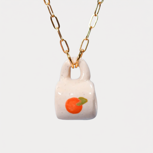 Orange Miniature Mug Charm Necklace
