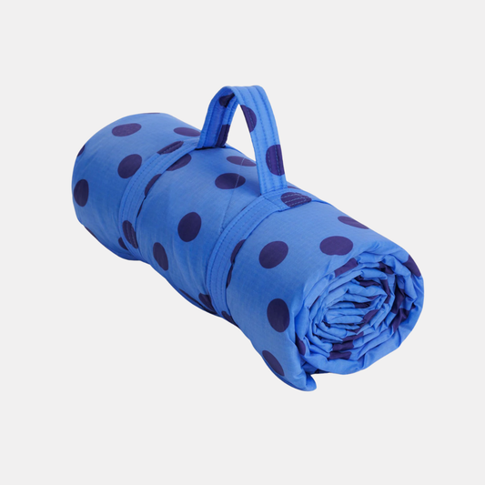 Blue Polka Dot Puffy Picnic Blanket