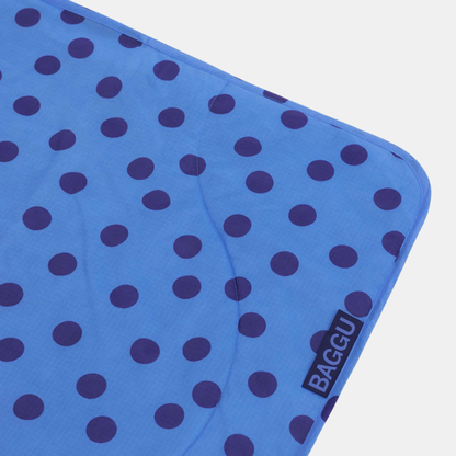Blue Polka Dot Puffy Picnic Blanket