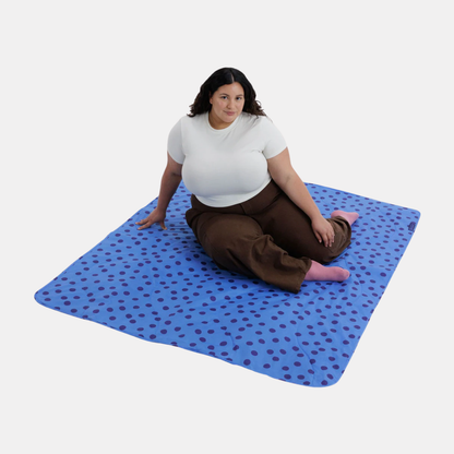 Blue Polka Dot Puffy Picnic Blanket