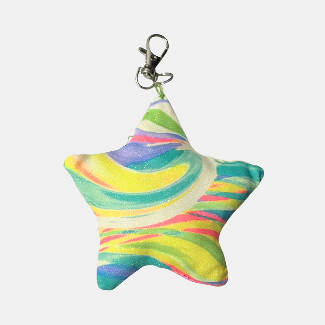 Rainbow Swirl Star Bag Charm