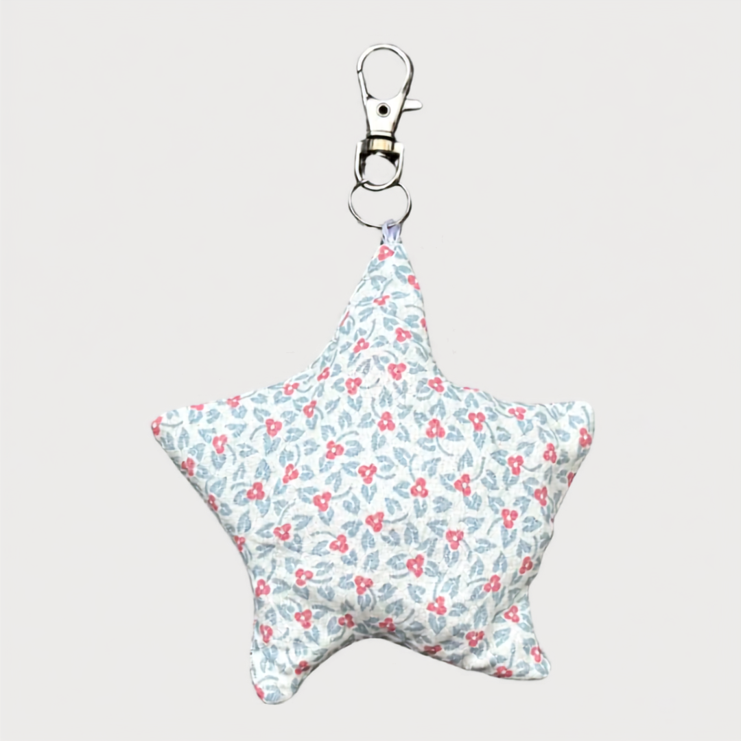 Pastel Pink Flowers Star Bag Charm