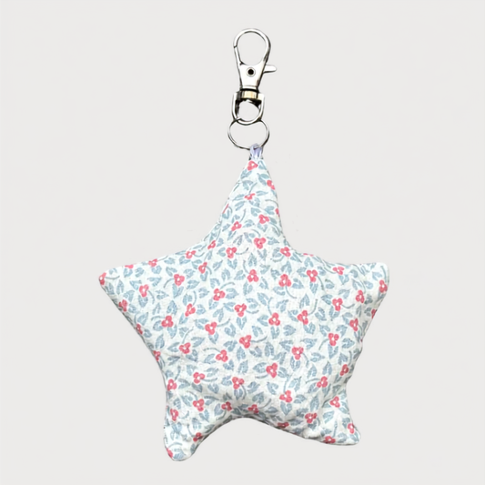 Pastel Pink Flowers Star Bag Charm