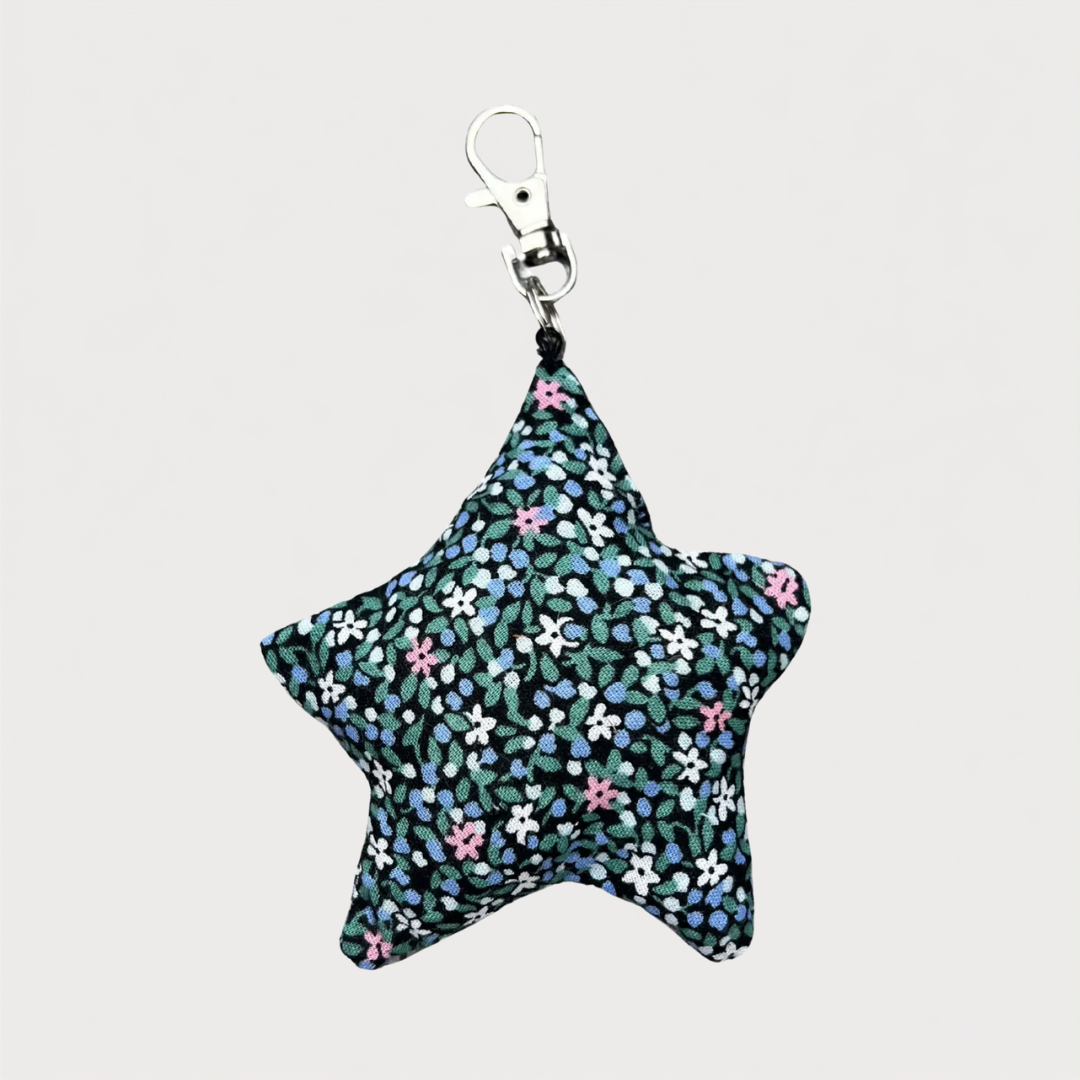 Pink-Blue Floral Star Bag Charm