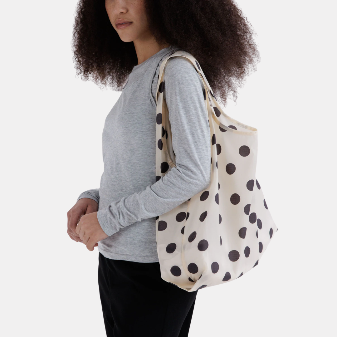 Cream and Black Polka Dot Standard Baggu