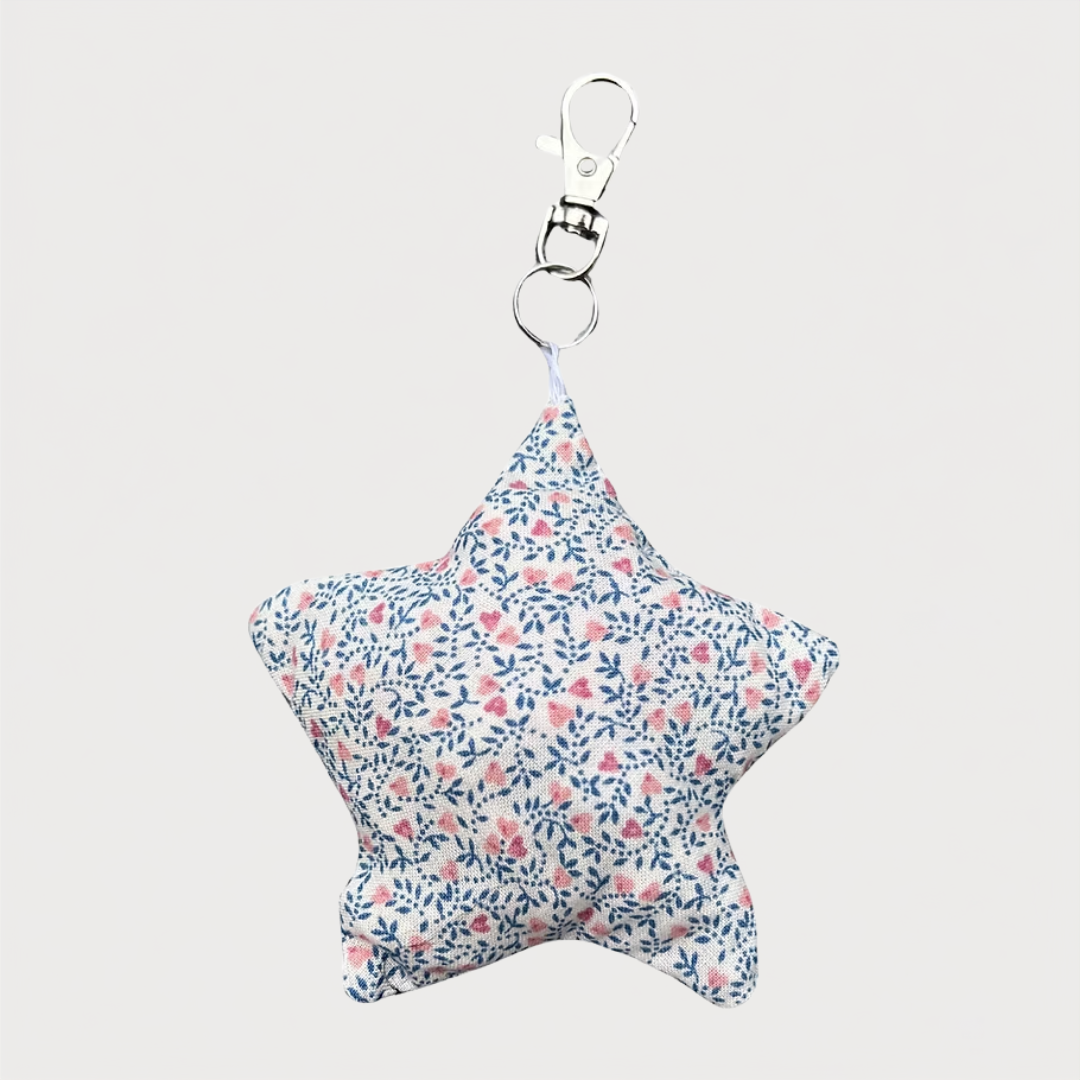 Pink-Blue Heart Floral Star Bag Charm