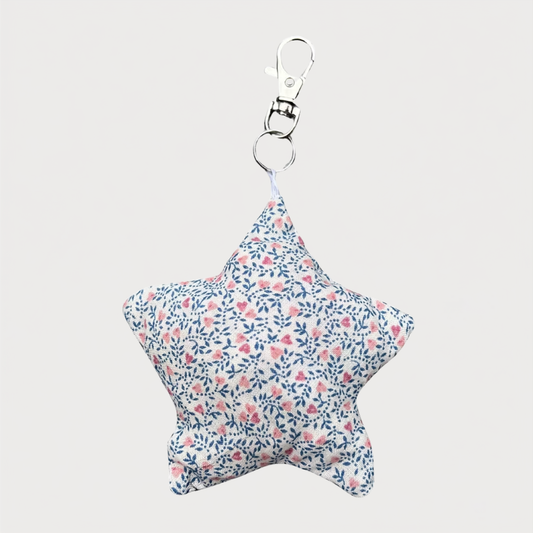 Pink-Blue Heart Floral Star Bag Charm
