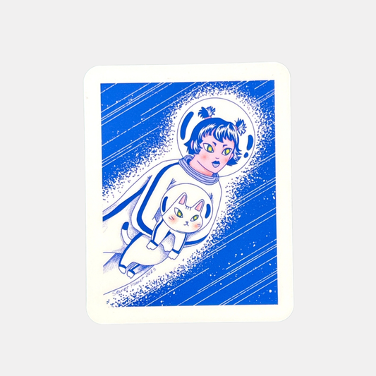 Astronaut and Cat Vinyl Sticker