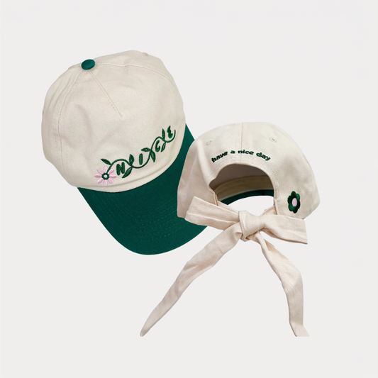 Have A Nice Day Green Bow Hat