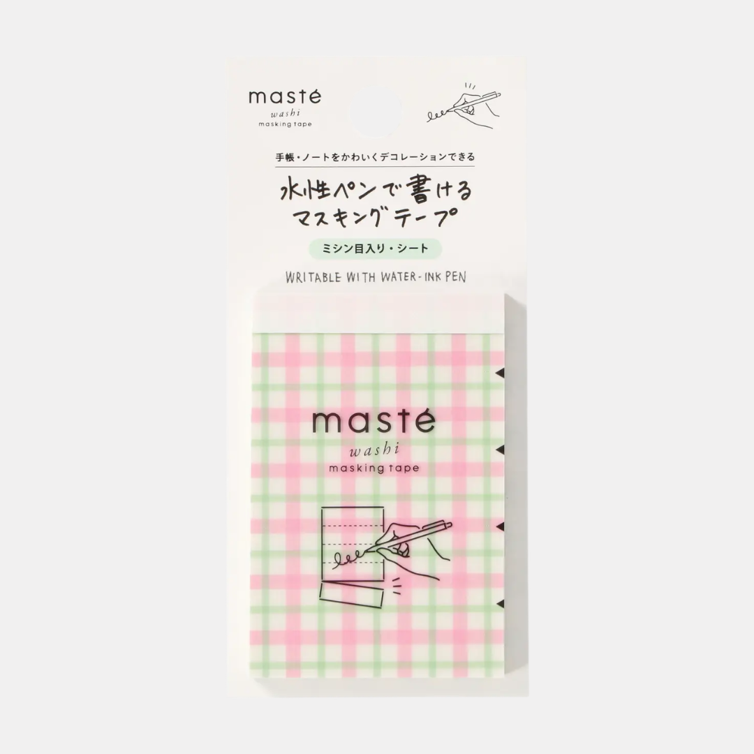 Pink and Green Plaid Washi Tape Pre-cut Sheets