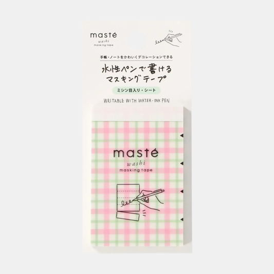 Pink and Green Plaid Washi Tape Pre-cut Sheets