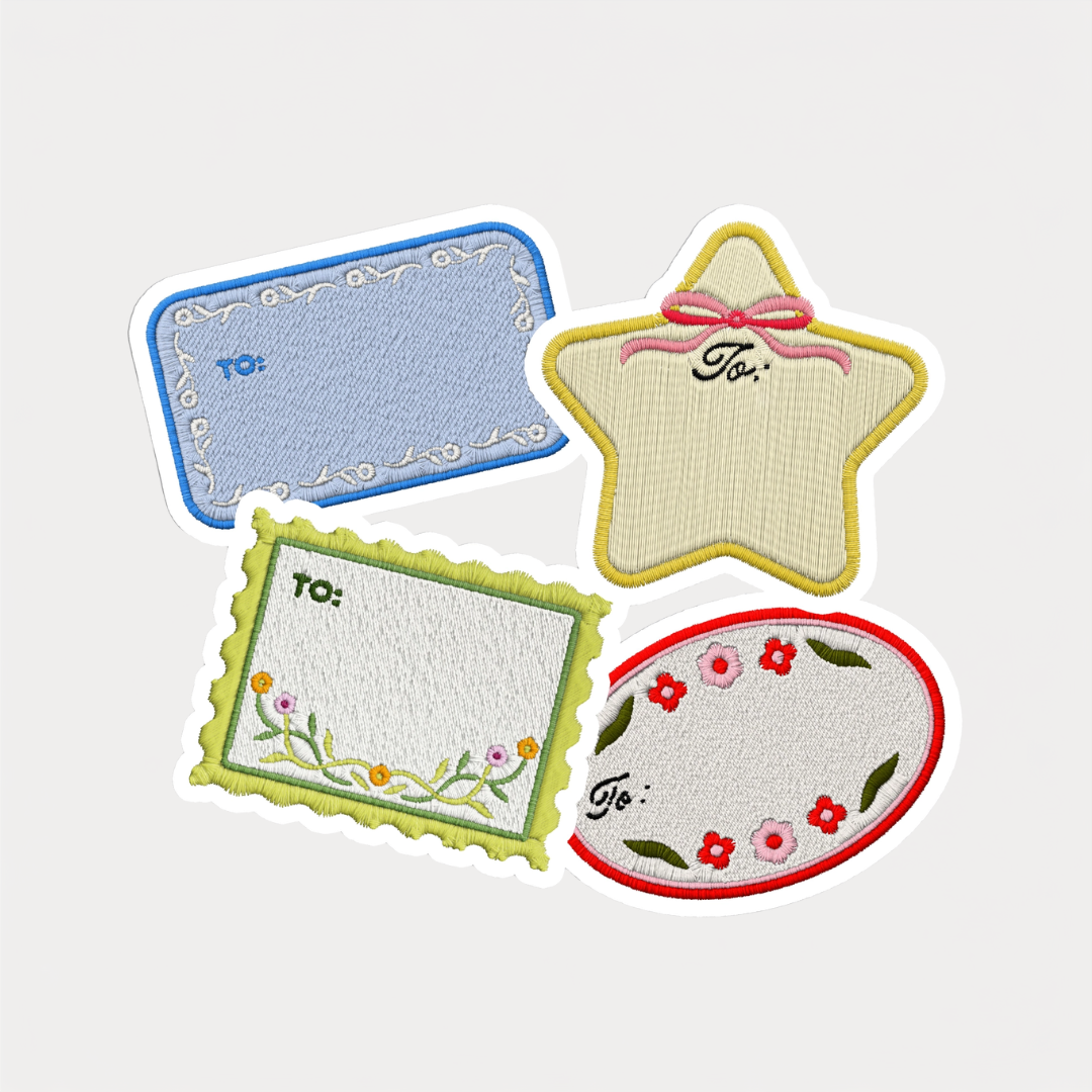 Embroidered Patch Gift Tag Stickers