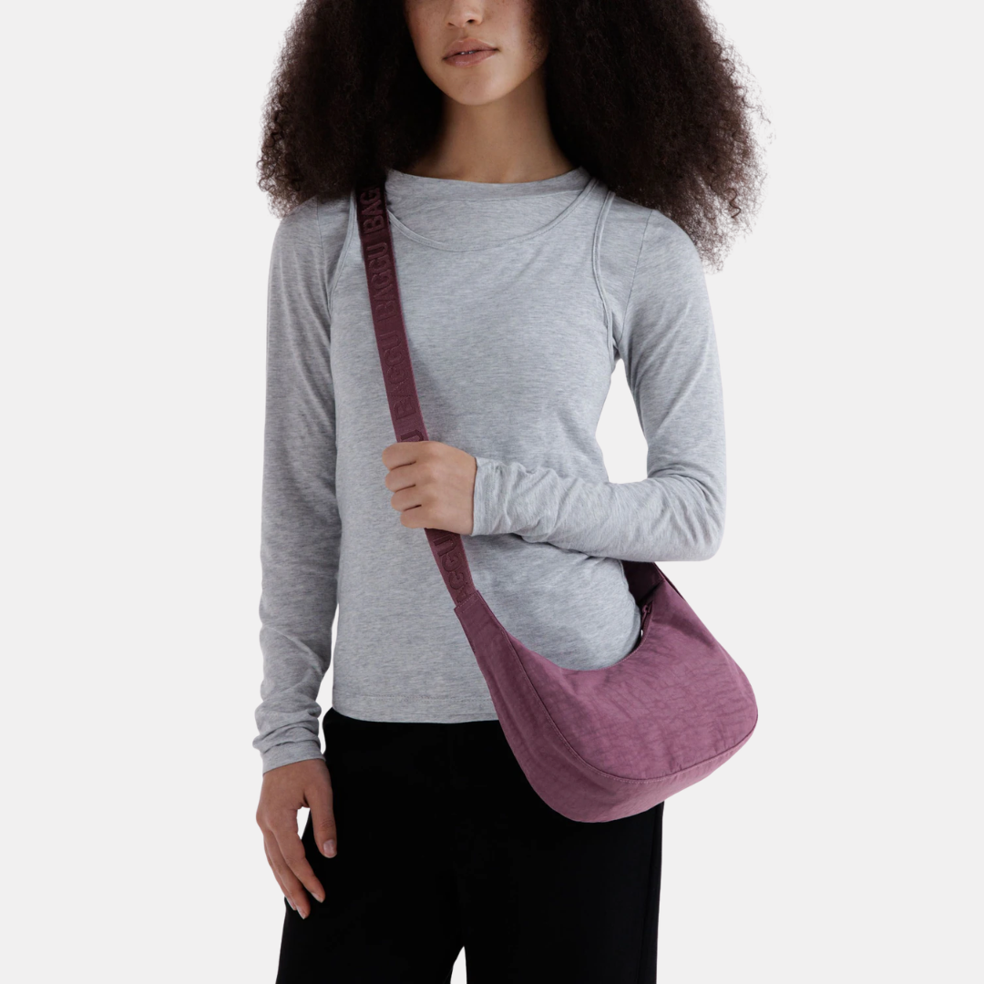 Wild Plum Small Nylon Crescent Bag