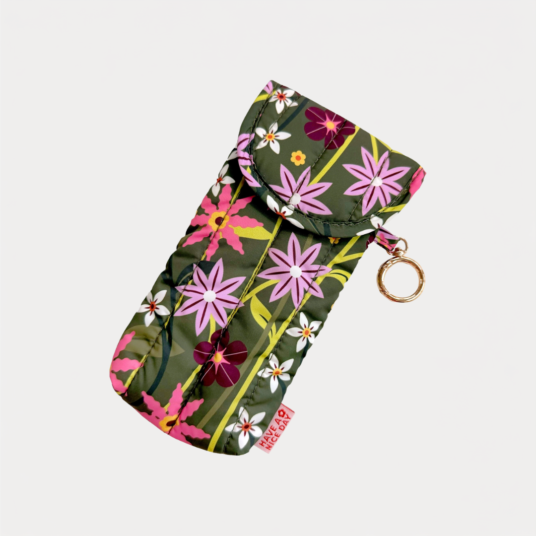 Green Floral Puffy Glasses Sleeve