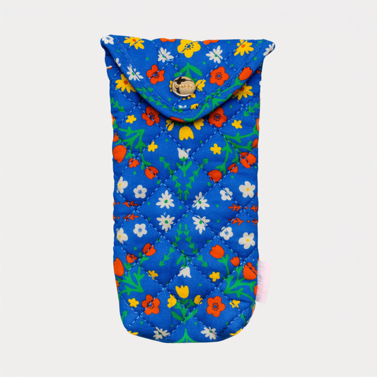 Blue Floral Sunglass Case