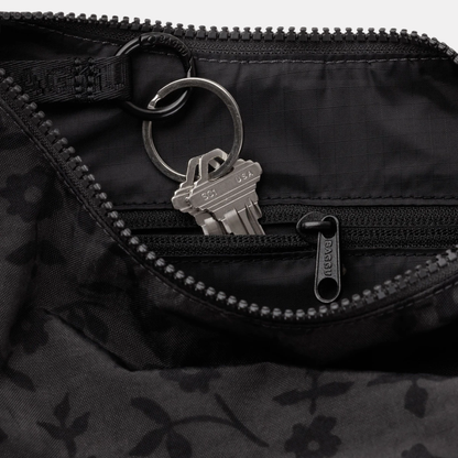 Charcoal Ditsy Floral Small Nylon Crescent Bag