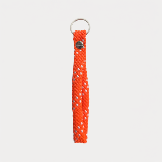 Orange and White Braided Loop Keychain