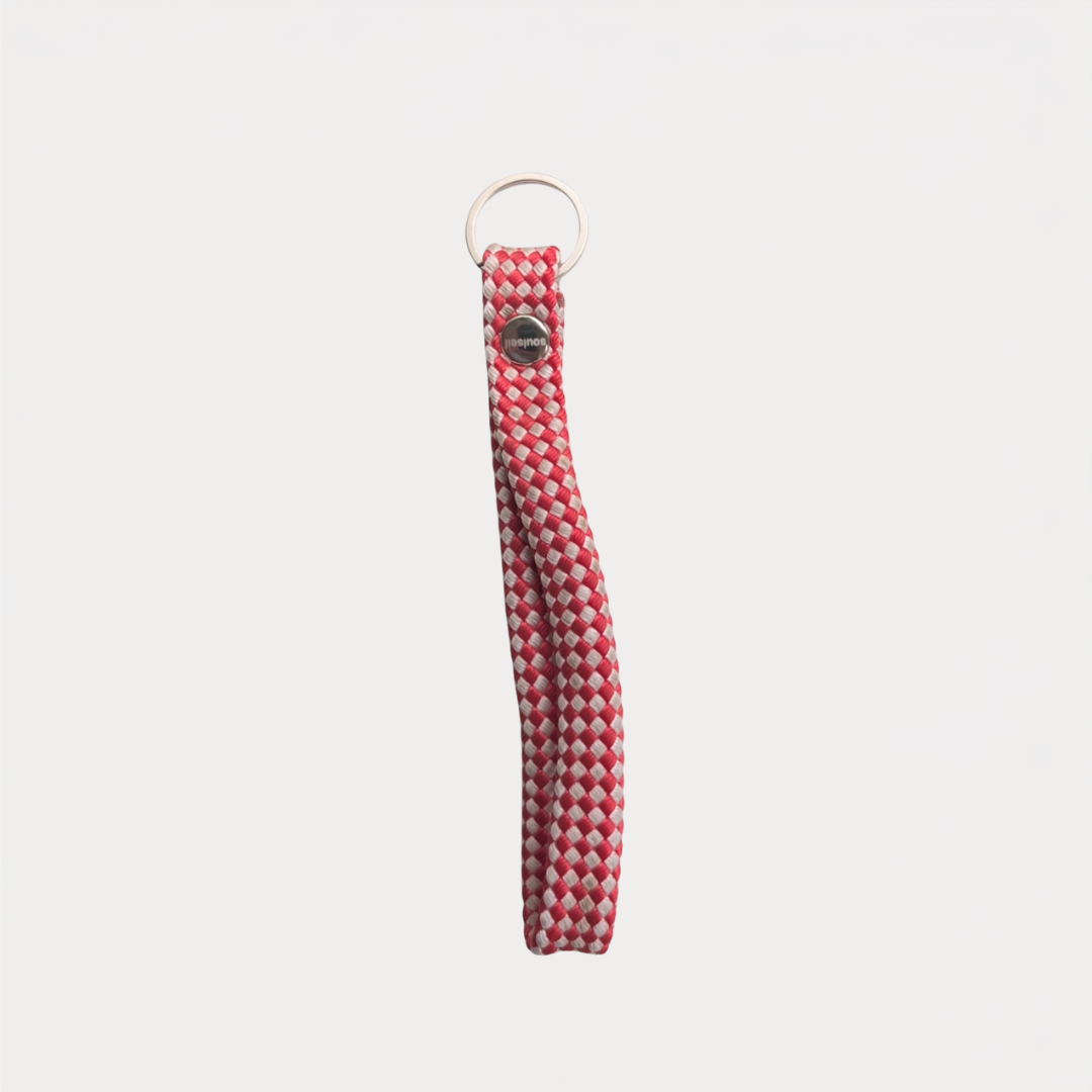 Red and White Braided Loop Keychain