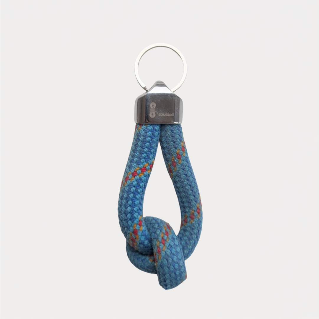 Blue and Red Braided Knot Keychain