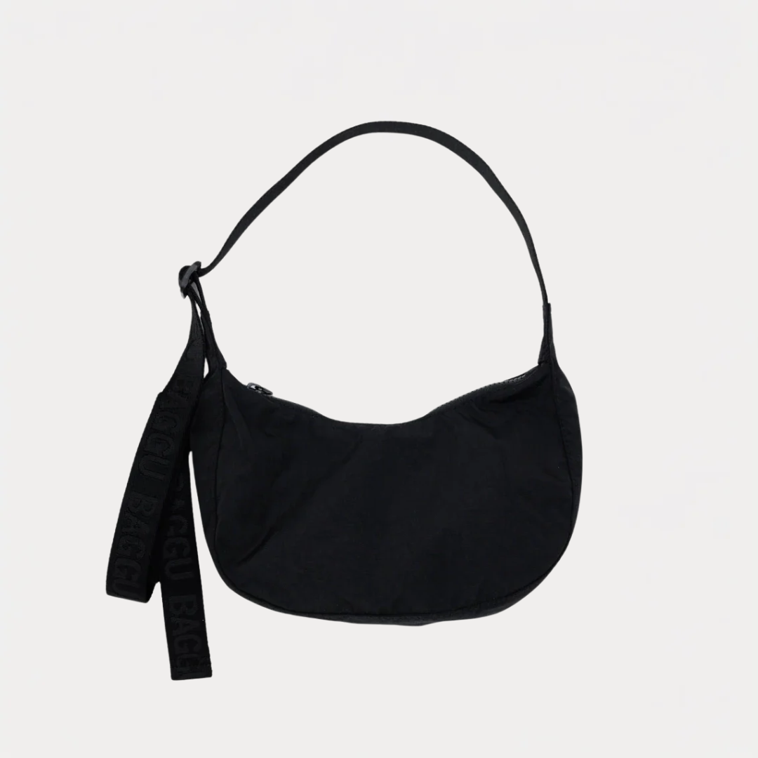 Black Small Nylon Crescent Bag