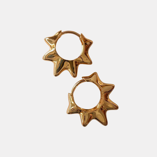 Gold Radiant Spike Hoops
