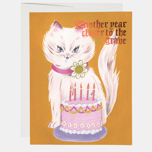Grave Kitty Birthday Card